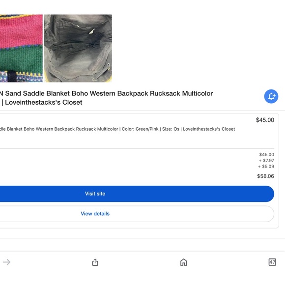 ‘Sun n Sand’ Saddle Blanket Drawstring Backpack (#8) - Picture 12 of 12